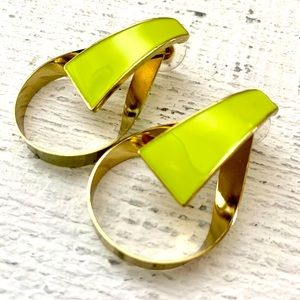 Vintage Gold Tone Enamel Earrings